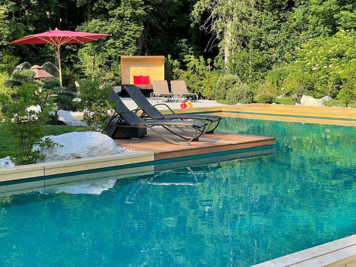 Bayern Resort Hotel - Adults Only - Mit Zugspitzblick - Eibsee-Naehe - Wellnessbereich - Naturpool Im Sommer ไกรน์เนา ภายนอก รูปภาพ