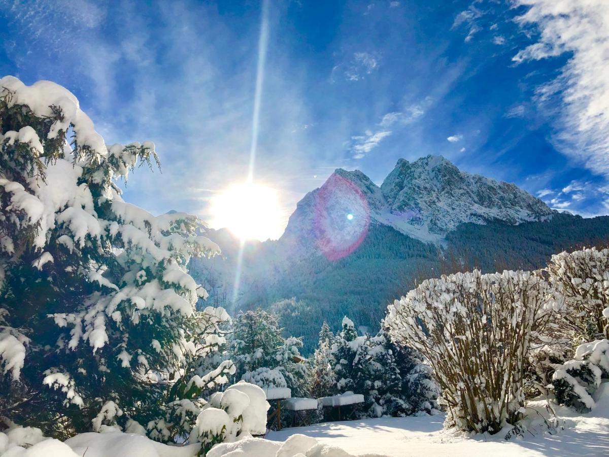 Bayern Resort Hotel - Adults Only - Mit Zugspitzblick - Eibsee-Naehe - Wellnessbereich - Naturpool Im Sommer ไกรน์เนา ภายนอก รูปภาพ